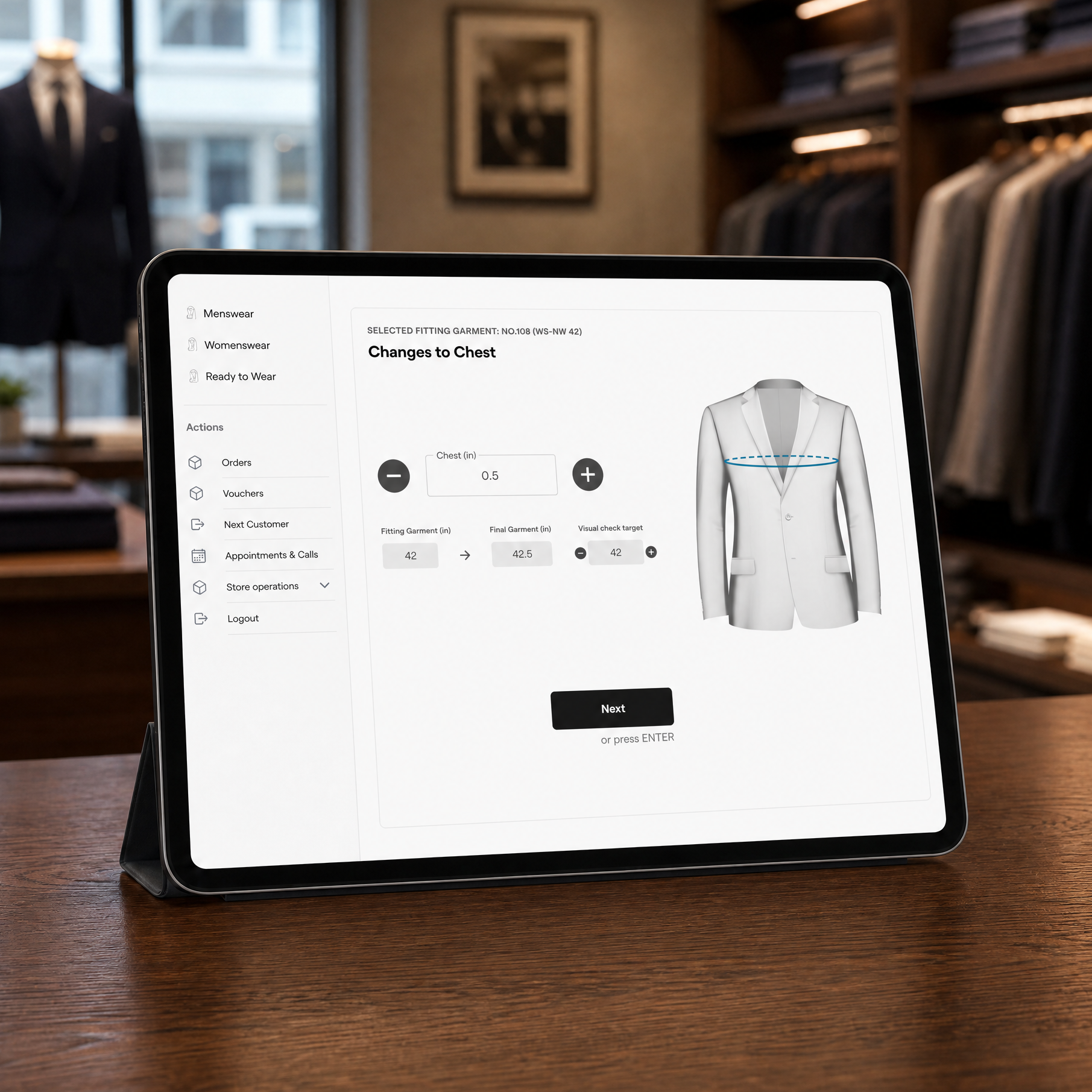 Measurement creation on iPad — chest circumference adjustment